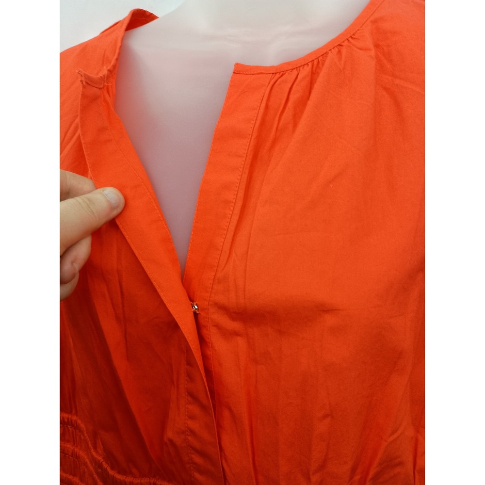 Quince nwt M orange 100% Organic Cotton Poplin Tiered Maxi Dress boho vacation - Picture 6 of 8